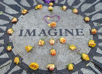 Imagine op de grond gedenkplaats John Lennon in het Central Park bij Strawberry Fields