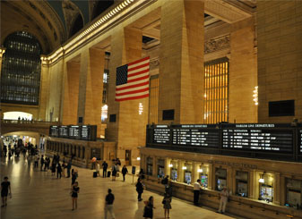 Dienstregeling boarding in Centrale hal van Grand Central Station New York