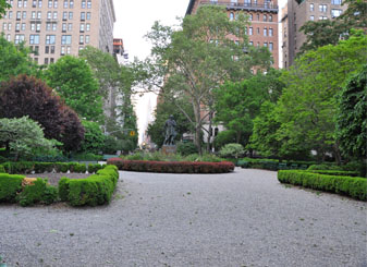 Gramercy Park een prive park in Midtown Manhattan New York tussen Madison Square Park en Union Square met Pete's Tavern om de hoek