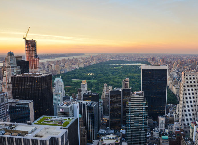 Top of the Rock New York uitzicht vanaf het 259 meter hoge uitkijkplatform op Central Park en East en West Side